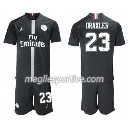 Completo Calcio Paris Saint Germain Draxler 23 Jordan Giallo Bambino Divisa Terza 2018/2019